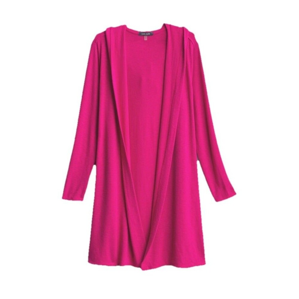 Laila Jayde Molli Open front Hooded Long Cardigan Size 2x Pink